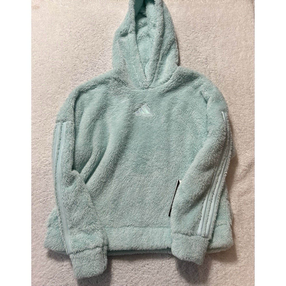 Adidas AA10478 Girls XL(16) Halo Mint Hooded Pullover Fleece Hoodie (E7)